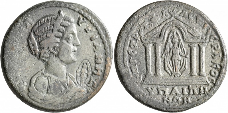 LYDIA. Hypaepa. Plautilla, Augusta, 202-205. Tetrassarion (Orichalcum, 31 mm, 16...