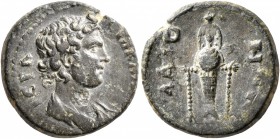 LYDIA. Maeonia. Pseudo-autonomous issue. AE (Bronze, 17 mm, 3.73 g, 1 h), time of Trajan, circa 98-117. IЄPA CYNKΛH[TOC] Draped bust of the Roman Sena...