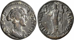 LYDIA. Maeonia. Faustina Junior, Augusta, 147-175. Assarion (Orichalcum, 22 mm, 5.35 g, 6 h), Diodoros, magistrate. CЄΒΑCΤΗ ΦΑΥCΤЄΙΝΑ Draped bust of F...
