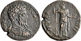 CARIA. Mylasa. Septimius Severus, 193-211. Triassarion (Bronze, 26 mm, 10.25 g, 7 h). ΑΥ Κ Λ C CЄΥΗΡOC [ΠЄΡ] Laureate, draped and cuirassed bust of Se...