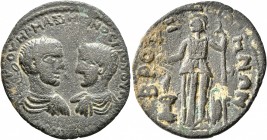PHRYGIA. Bruzus. Maximinus I, with Maximus Caesar, 235/6-238. Tetrassarion (Bronze, 28 mm, 7.66 g, 6 h). ΑΥΤ Κ Γ ΙΟΥ ΟΥΗΡ ΜΑΞΙΜЄΙΝΟС Γ ΙΟΥ ΟΥΗ ΜΑΞΙΜΟС...