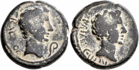 PHRYGIA. Midaeum. Augustus, 27 BC-AD 14. Assarion (Bronze, 19 mm, 5.94 g, 12 h). [CЄ]ΒΑC[Τ]ΟC Bare head of Augustus to right; to right, lituus. Rev. Μ...
