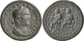 CILICIA. Anazarbus. Valerian I, with Gallienus, 253-260. Hexassarion (Bronze, 30 mm, 18.91 g, 6 h), CY 272 = 253/4. AYT K Π•ΛIK•OYAΛЄPIANOC CЄ Laureat...