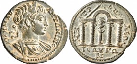 CILICIA. Isaura. Caracalla, 198-217. Diassarion (Bronze, 25 mm, 6.37 g, 7 h), circa 198-202. AY K M AY ANTΩNINO Laureate and cuirassed bust of Caracal...