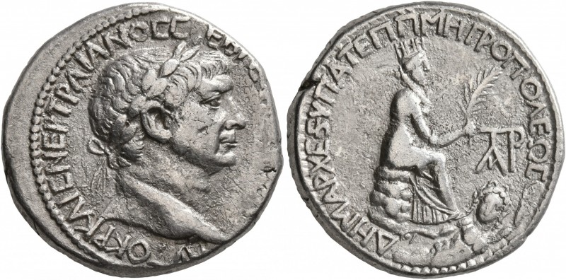 CILICIA. Tarsus. Trajan, 98-117. Tetradrachm (Silver, 25 mm, 13.27 g, 12 h), 103...