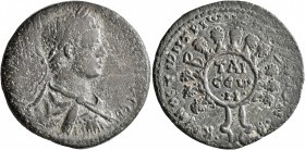 CILICIA. Tarsus. Caracalla, 198-217. Tetrassarion (Bronze, 31 mm, 15.00 g, 12 h). [M AΥPHΛIOC ANTΩ]NЄINOC CЄB Laureate, draped and cuirassed bust of C...