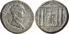 PHOENICIA. Berytus. Trajan, 98-117. Tetrassarion (Bronze, 29 mm, 21.72 g, 12 h). IMP CAES NER TRAIANO AVG GERM DAC COS V Laureate head of Trajan to ri...