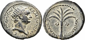 JUDAEA. Caesaraea Maritima. Domitian, 81-96. 'Dupondius' (Bronze, 30 mm, 14.52 g, 12 h), 92. IMP CAES DOMIT AVG GERM PM TR P XI Radiate head of Domiti...