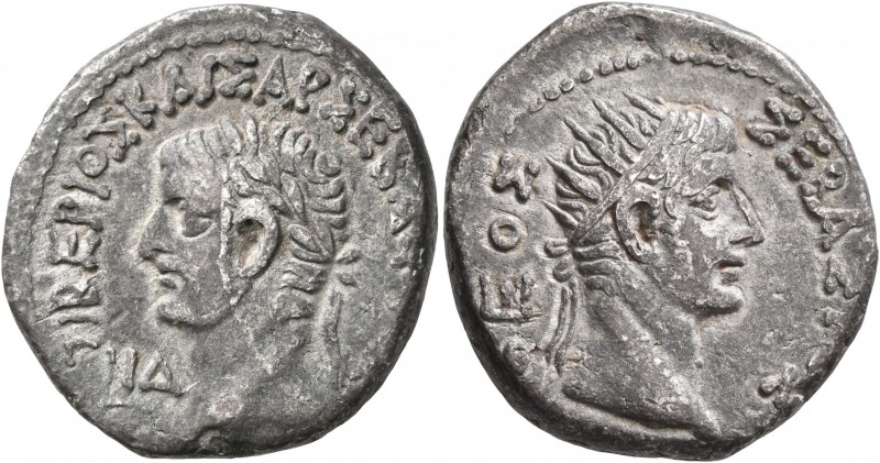 EGYPT. Alexandria. Tiberius, 14-37. Tetradrachm (Billon, 25 mm, 12.49 g, 1 h), R...