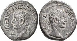 EGYPT. Alexandria. Tiberius, 14-37. Tetradrachm (Billon, 25 mm, 12.49 g, 1 h), RY 14 = 27/8. ΤΙΒΕΡΙΟΣ ΚΑΙΣΑΡ ΣΕΒΑ[ΣΤΟΣ] Laureate head of Tiberius to l...