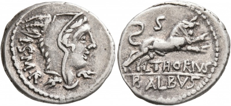 L. Thorius Balbus, 105 BC. Denarius (Silver, 20 mm, 3.85 g, 7 h), Rome. I•S•M•R ...