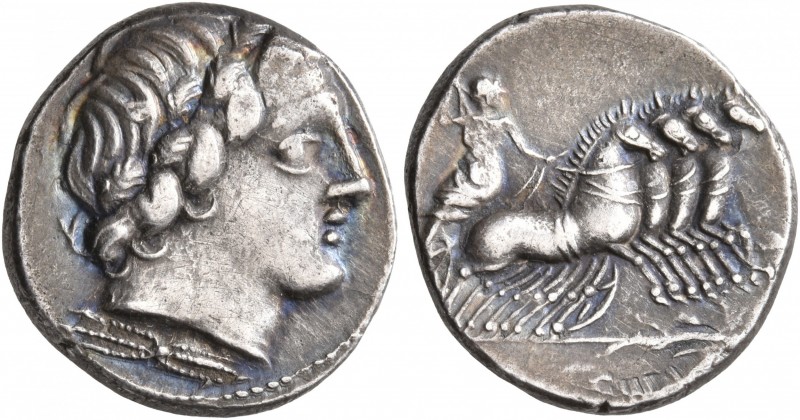 Anonymous, 86 BC. Denarius (Silver, 18 mm, 3.89 g, 1 h), Rome. Laureate head of ...