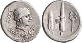 C. Norbanus, 83 BC. Denarius (Silver, 20 mm, 3.92 g, 7 h), Rome. C•NORBANVS / ΛXXT Diademed head of Venus to right, wearing necklace and pendant earri...