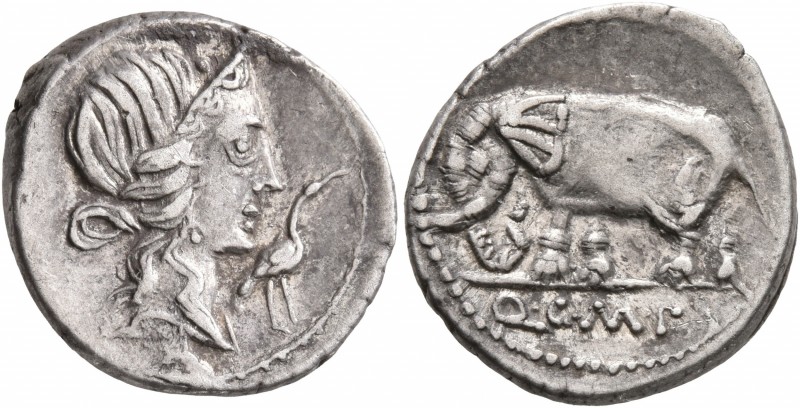 Q. Caecilius Metellus Pius, 81 BC. Denarius (Silver, 18 mm, 3.92 g, 1 h), Rome. ...