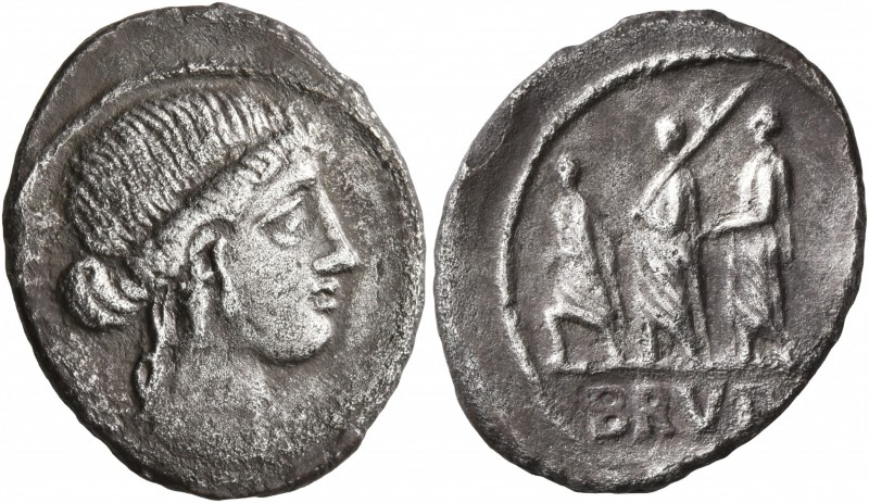 Q. Servilius Caepio Brutus (M. Junius Brutus), 54 BC. Denarius (Silver, 20 mm, 3...