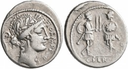 C. Servilius C.f, 53 BC. Denarius (Silver, 19 mm, 3.95 g, 1 h), Rome. FLORAL PRIMVS Wreathed head of Flora to right; in field to left, lituus. Rev. C•...