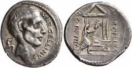 P. Cornelius Lentulus Marcellinus, 50 BC. Denarius (Silver, 19 mm, 3.82 g, 4 h), Rome. MARCELLINVS Bare head of M. Claudius Marcellus to right; behind...