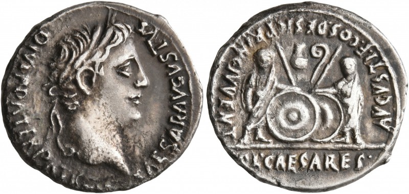 Augustus, 27 BC-AD 14. Denarius (Silver, 19 mm, 3.70 g, 6 h), Lugdunum, 2 BC-AD ...