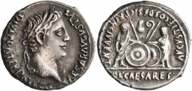 Augustus, 27 BC-AD 14. Denarius (Silver, 19 mm, 3.70 g, 6 h), Lugdunum, 2 BC-AD 4. CAESAR AVGVSTVS DIVI F PATER PATRIAE Laureate head of Augustus to r...