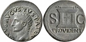 Divus Augustus, died AD 14. As (Copper, 28 mm, 10.53 g, 7 h), Rome, struck under Tiberius, circa 22/3-30. DIVVS•AVGVSTVS•PATER Radiate head of Divus A...