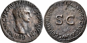 Germanicus, died 19. As (Copper, 29 mm, 10.43 g, 6 h), Rome, struck under Claudius, 42-43. GERMANICVS CAESAR TI AVG F DIVI AVG N Bare head of Germanic...