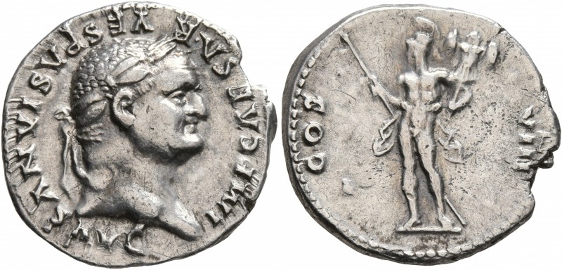 Vespasian, 69-79. Denarius (Silver, 19 mm, 3.24 g, 7 h), Rome, 77-78. IMP CAESAR...