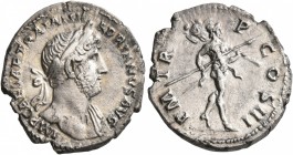 Hadrian, 117-138. Denarius (Silver, 19 mm, 2.82 g, 7 h), Rome, circa late 120-121. IMP CAESAR TRAIAN HADRIANVS AVG Laureate bust of Hadrian to right, ...
