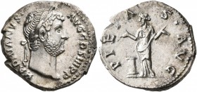 Hadrian, 117-138. Denarius (Silver, 18 mm, 3.11 g, 6 h), Rome, circa 133-135. HADRIANVS AVG COS III P P Laureate head of Hadrian to right. Rev. PIETAS...