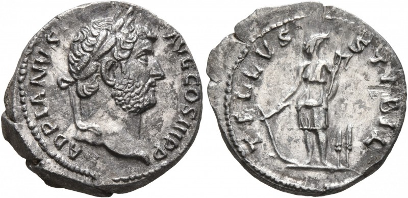 Hadrian, 117-138. Denarius (Silver, 18 mm, 3.00 g, 6 h), Rome, circa mid 130s. H...