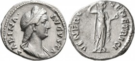 Sabina, Augusta, 128-136/7. Denarius (Silver, 18 mm, 3.25 g, 6 h), Rome, circa 137. SABINA•AVGVSTA Diademed and draped bust of Sabina to right. Rev. V...