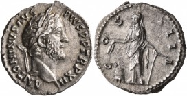 Antoninus Pius, 138-161. Denarius (Silver, 18 mm, 3.31 g, 12 h), Rome, 148-149. ANTONINVS AVG PIVS P P TR P XII Laureate head of Antoninus Pius to rig...