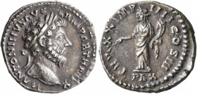 Marcus Aurelius, 161-180. Denarius (Silver, 18 mm, 3.28 g, 7 h), Rome, Summer-December 166. M ANTONINVS AVG ARM PARTH MAX Laureate head of Marcus Aure...