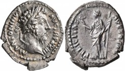 Marcus Aurelius, 161-180. Denarius (Silver, 20 mm, 3.39 g, 12 h), Rome, 168-169. M ANTONINVS AVG TR P XXIII Laureate head of Marcus Aurelius to right....