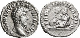 Lucius Verus, 161-169. Denarius (Silver, 18 mm, 3.08 g, 7 h), Rome, autumn-December 163. L VERVS AVG ARMENIACVS Bare head of Lucius Verus to right. Re...