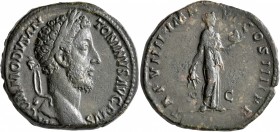 Commodus, 177-192. Sestertius (Orichalcum, 31 mm, 25.34 g, 12 h), Rome, 183-184. M COMMODVS ANTONINVS AVG PIVS Laureate head of Commodus to right. Rev...