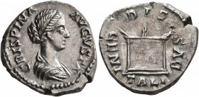 Crispina, Augusta, 178-182. Denarius (Silver, 18 mm, 3.35 g, 5 h), Rome, circa 178-182. CRISPINA AVGVSTA Draped bust of Crispina to right. Rev. DIS - ...