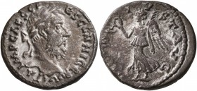 Pescennius Niger, 193-194. Denarius (Silver, 19 mm, 2.81 g, 1 h), Antiochia. IMP CAES C PESCEN NIGER IVST A Laureate head of Pescennius Niger to right...