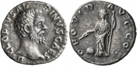 Clodius Albinus, as Caesar, 193-195. Denarius (Silver, 17 mm, 2.94 g, 6 h), Rome, 193. D CLODIVS ALBINVS CAES Bare head of Clodius Albinus to right. R...