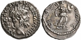 Septimius Severus, 193-211. Denarius (Silver, 18 mm, 2.66 g, 1 h), Emesa, 193. IMP CA L SEP SEV PER AVG COS I Laureate head of Septimius Severus to ri...