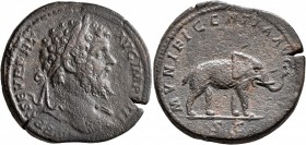 Septimius Severus, 193-211. Sestertius (Orichalcum, 31 mm, 28.58 g, 6 h), Rome, 196. L SEPT SEV PERT AVG IMP VIII Laureate head of Septimius Severus t...