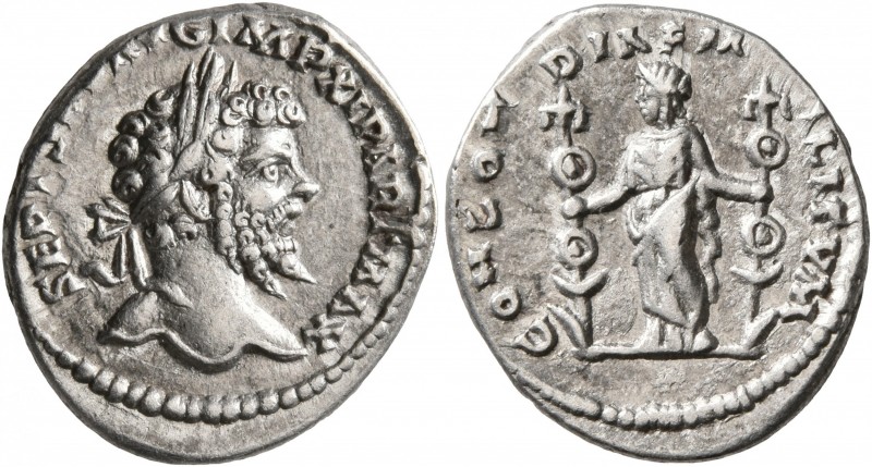 Septimius Severus, 193-211. Denarius (Silver, 19 mm, 3.25 g, 1 h), Laodicea, 198...