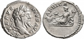 Septimius Severus, 193-211. Denarius (Silver, 19 mm, 2.84 g, 12 h), Rome, 202-210. SEVERVS PIVS AVG Laureate head of Septimius Severus to right. Rev. ...