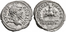 Septimius Severus, 193-211. Denarius (Silver, 20 mm, 3.31 g, 12 h), Rome, 203. SEVERVS PIVS AVG Laureate head of Septimius Severus to right. Rev. INDV...