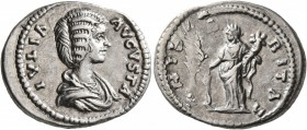 Julia Domna, Augusta, 193-217. Denarius (Silver, 21 mm, 3.69 g, 1 h), Laodicea, circa 196-202. IVLIA AVGVSTA Draped bust of Julia Domna to right. Rev....