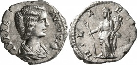 Julia Domna, Augusta, 193-217. Denarius (Silver, 18 mm, 3.23 g, 7 h), Rome, 196-211. IVLIA AVGVSTA Draped bust of Julia Domna to right. Rev. HILAR[ITA...