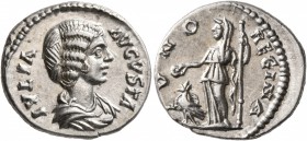 Julia Domna, Augusta, 193-217. Denarius (Silver, 18 mm, 3.68 g, 12 h), Laodicea, circa 196-202. IVLIA AVGVSTA Draped bust of Julia Domna to right. Rev...