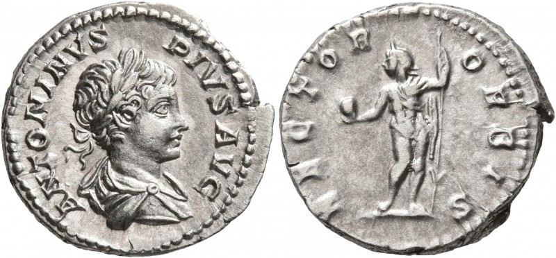 Caracalla, 198-217. Denarius (Silver, 19 mm, 3.42 g, 7 h), Rome, 201-206. ANTONI...