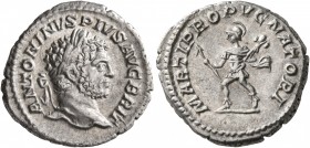 Caracalla, 198-217. Denarius (Silver, 19 mm, 3.11 g, 6 h), Rome, 213. ANTONINVS PIVS AVG BRIT Laureate head of Caracalla to right. Rev. MARTI PROPVGNA...