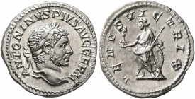 Caracalla, 198-217. Denarius (Silver, 19 mm, 3.11 g, 12 h), Rome, 215-217. ANTONINVS PIVS AVG GERM Laureate head of Caracalla to right. Rev. VENVS VIC...