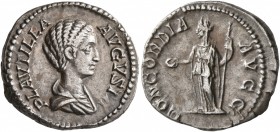 Plautilla, Augusta, 202-205. Denarius (Silver, 19 mm, 3.59 g, 12 h), Rome. PLAVTILLA AVGVSTA Draped bust of Plautilla to right. Rev. CONCORDIA AVGG Co...